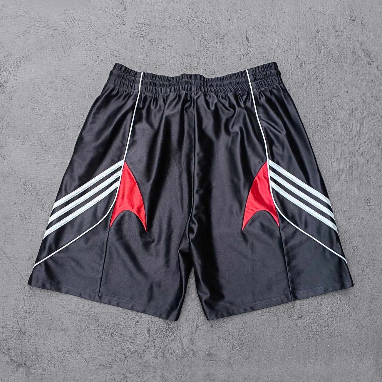 ENERGY Football Jersey Set - Black Red Color Block V Neck Three Stripe Shirt Shorts Y2K Streetwear