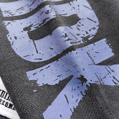 Distressed Zip Up Hoodie - FEARLESS Skull Print Vintage Streetwear