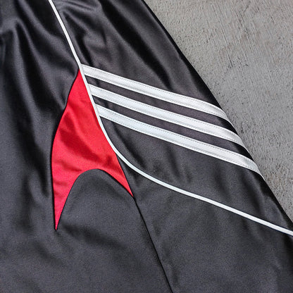 ENERGY Football Jersey Set - Black Red Color Block V Neck Three Stripe Shirt Shorts Y2K Streetwear