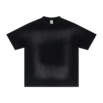 Hot sale sprayed monkey wash short-sleeved shirt for men pure cotton and old men's T-shirt