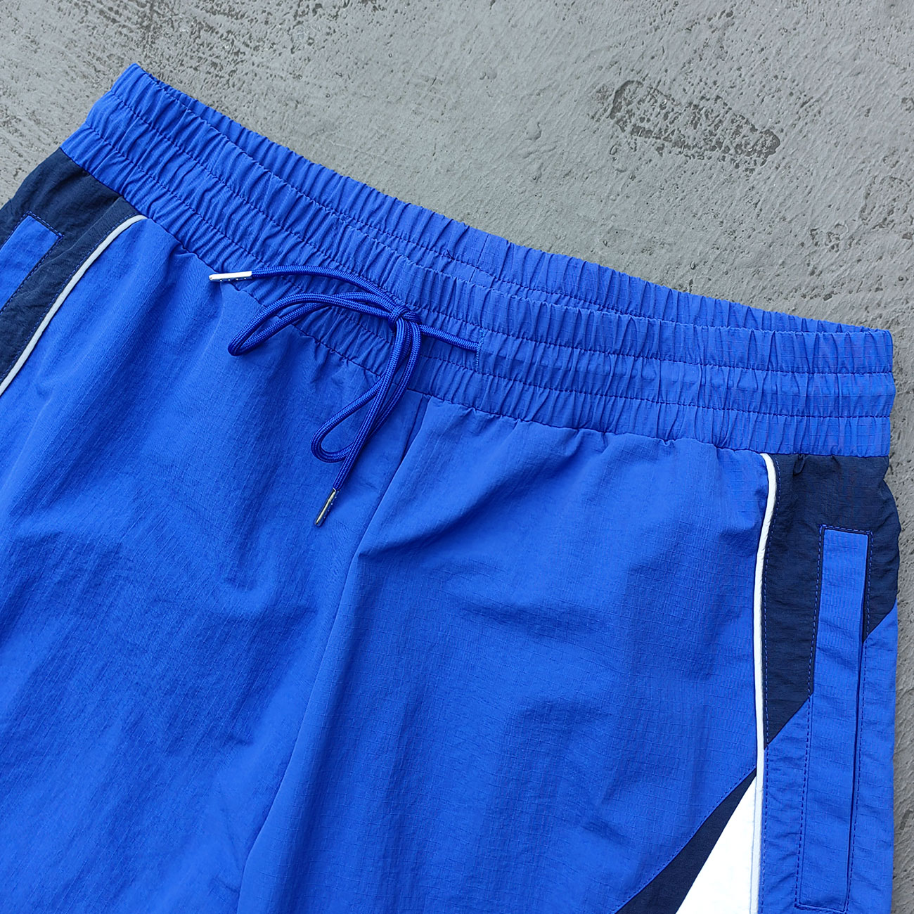 Color Block Track Pants - Royal Blue Navy White Curved Panel Reflective Piping Jogger Y2K Streetwear