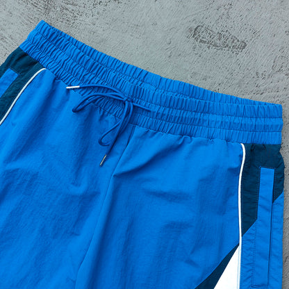 Color Block Track Pants - Royal Blue Navy White Curved Panel Reflective Piping Jogger Y2K Streetwear