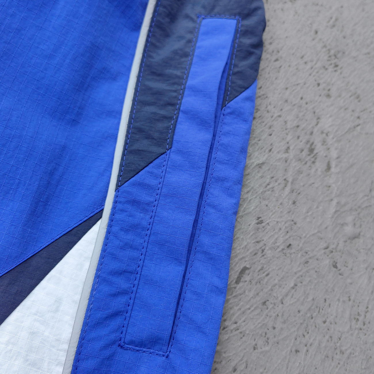 Color Block Track Pants - Royal Blue Navy White Curved Panel Reflective Piping Jogger Y2K Streetwear
