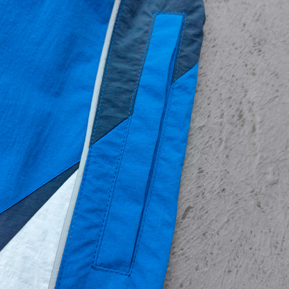 Color Block Track Pants - Royal Blue Navy White Curved Panel Reflective Piping Jogger Y2K Streetwear