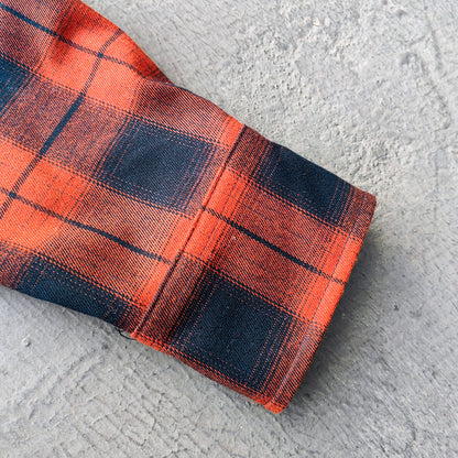 Rhinestone Plaid Shirt - Orange Black Flannel Y2K Snap Button Oversized