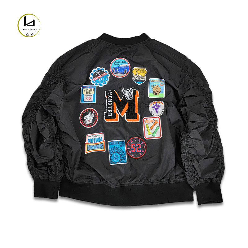 HUILI FACTORY high quality custom applique embroidery windbreaker jacket for men