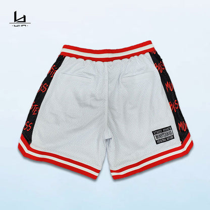 factory custom screen printing high quality mesh embroidery basketball jersry shorts