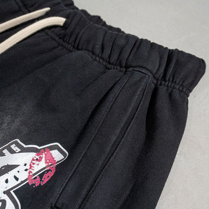 manufacturer American fashion brand gradient washed printed sport men's shorts vintage quarter pants