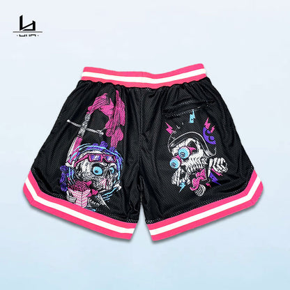 factory custom high quality screen printing mesh  basketball jersry shorts