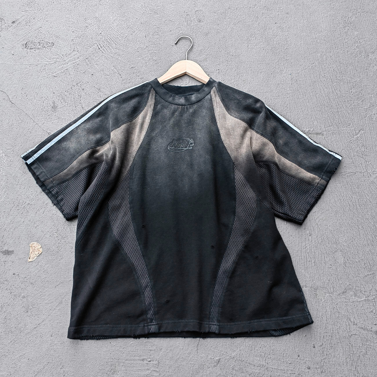Patchwork T-Shirt - Black Waffle Camo Leopard HUILI HDK Crest Print Y2K Streetwear