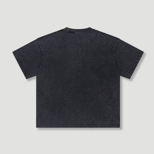 Oversized Boxy T Shirt for Men Unisex Vintage Washed Black Short Sleeve Sun Faded Blank Retro Distressed 250g heavyweight cotton Tee