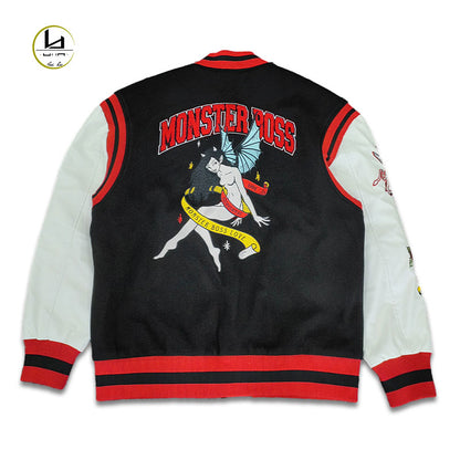 FACTORY high quality custom streetwear chenille embroidered leather letterman jacket