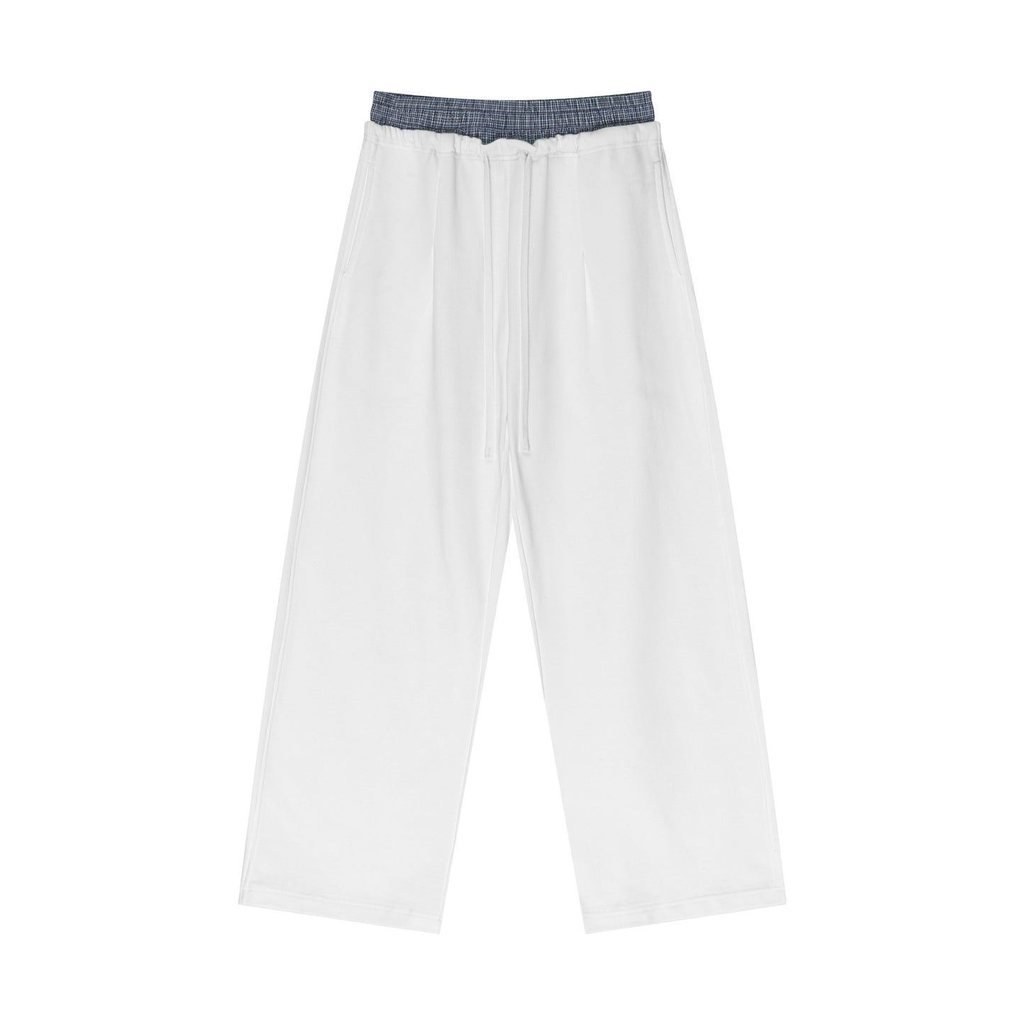 Spliced double waist wide-leg pants sports straight-leg sweatpants men