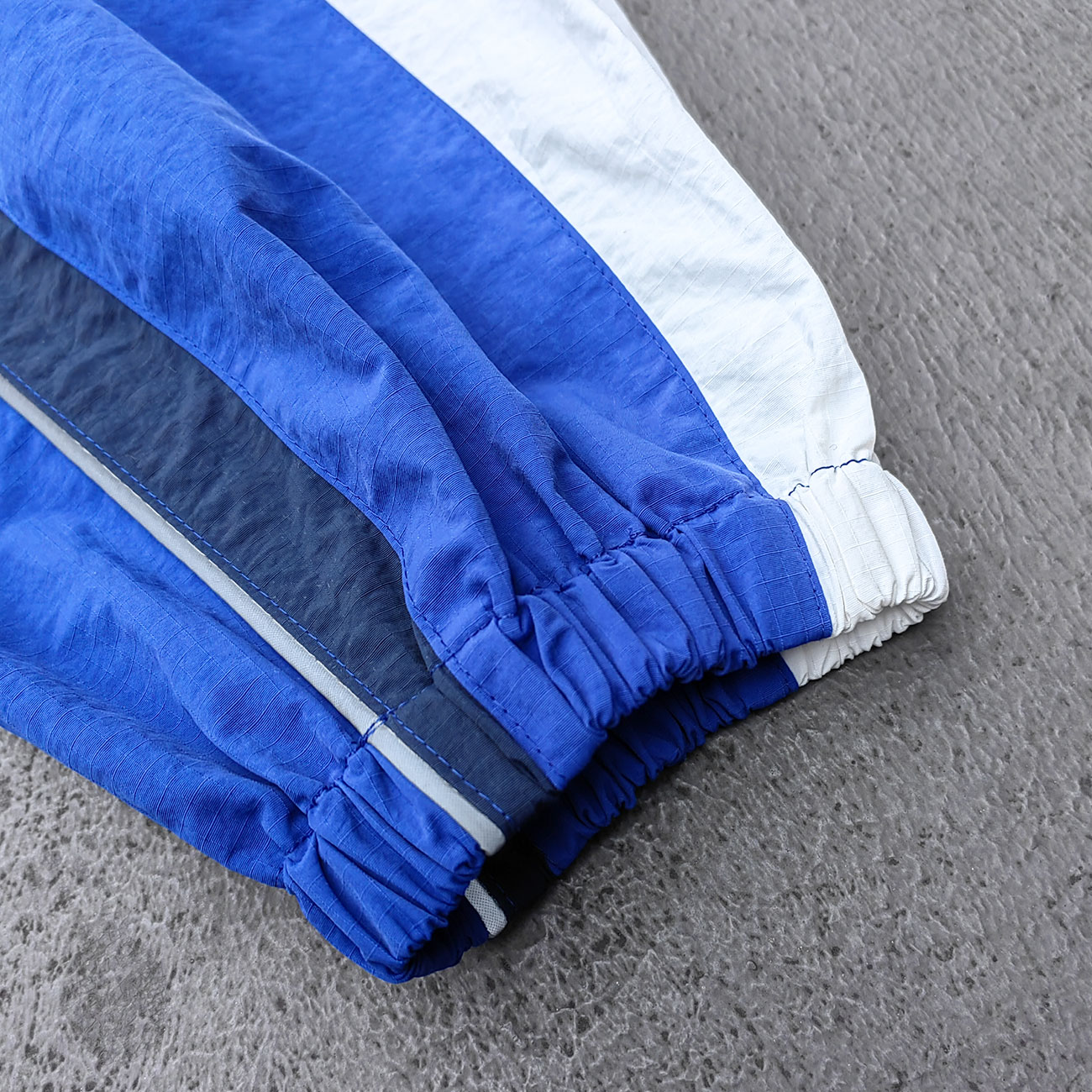 Color Block Track Pants - Royal Blue Navy White Curved Panel Reflective Piping Jogger Y2K Streetwear