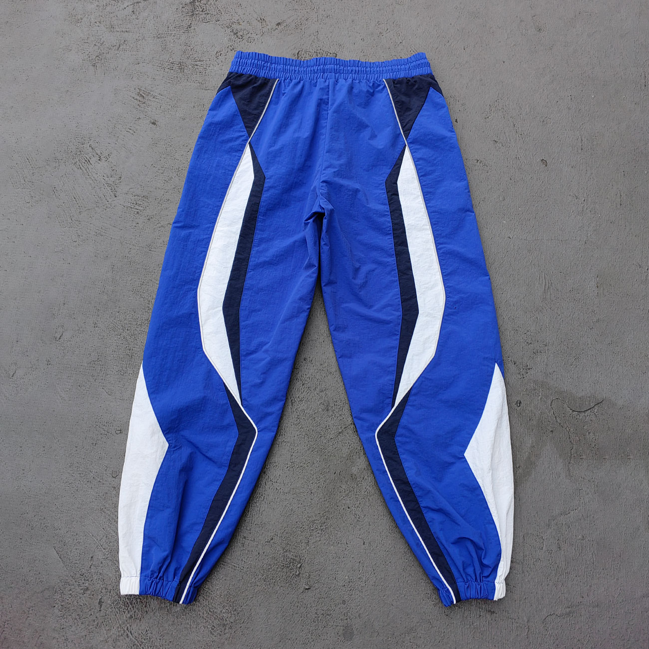 Color Block Track Pants - Royal Blue Navy White Curved Panel Reflective Piping Jogger Y2K Streetwear