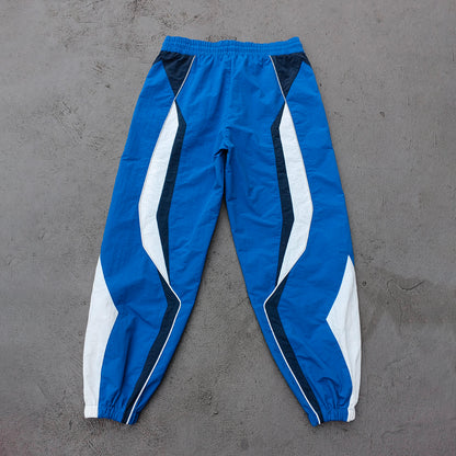 Color Block Track Pants - Royal Blue Navy White Curved Panel Reflective Piping Jogger Y2K Streetwear