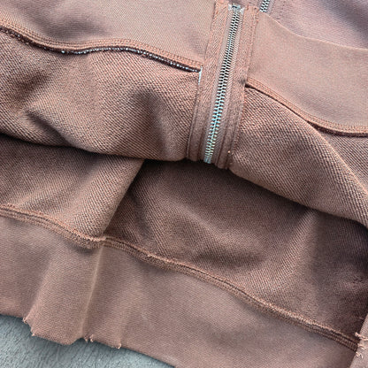 Camo Patchwork Zip Up Hoodie - Brown 03 Number Studded Distressed Y2K Streetwear