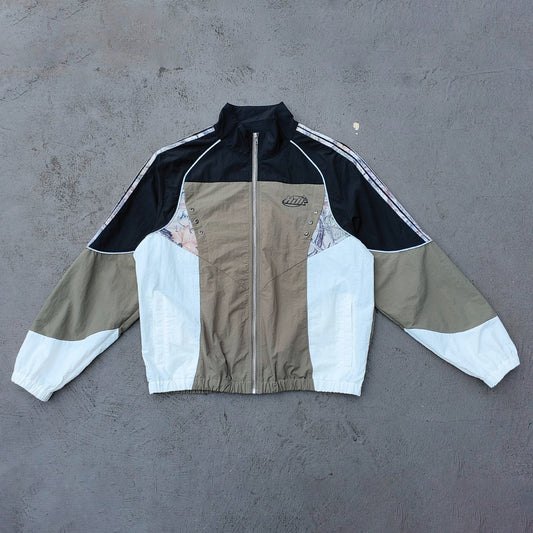 Color Block Windbreaker - Black Olive White Camo Stand Collar Eyelet HDK Logo Y2K Streetwear