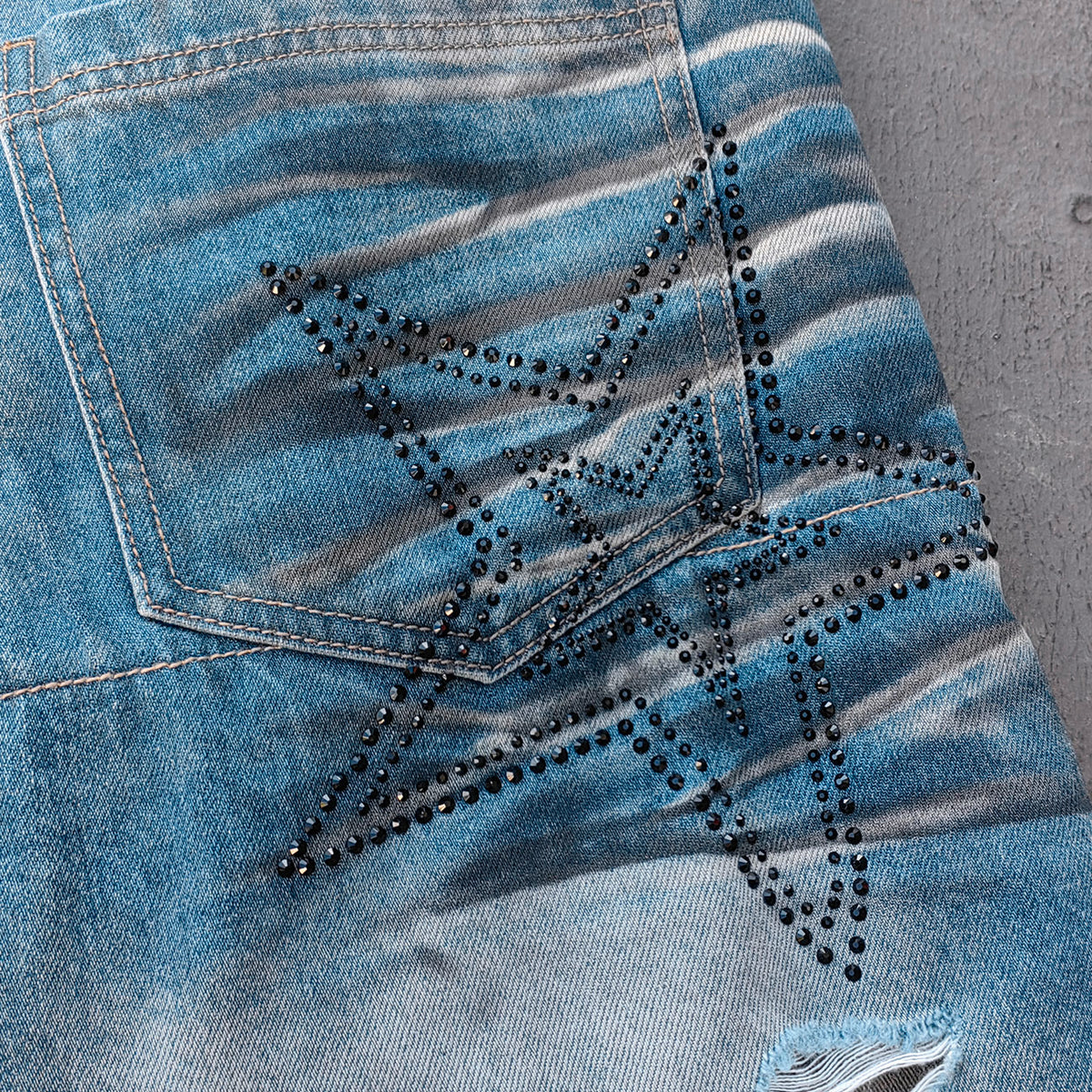 Camo Patchwork Cargo Jeans - Distressed Denim Ripped Y2K Streetwear