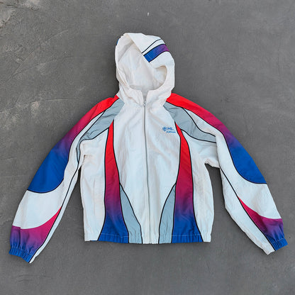 White Green Blue Gradient Flame Tracksuit - Y2K Hooded Windbreaker Matching Set