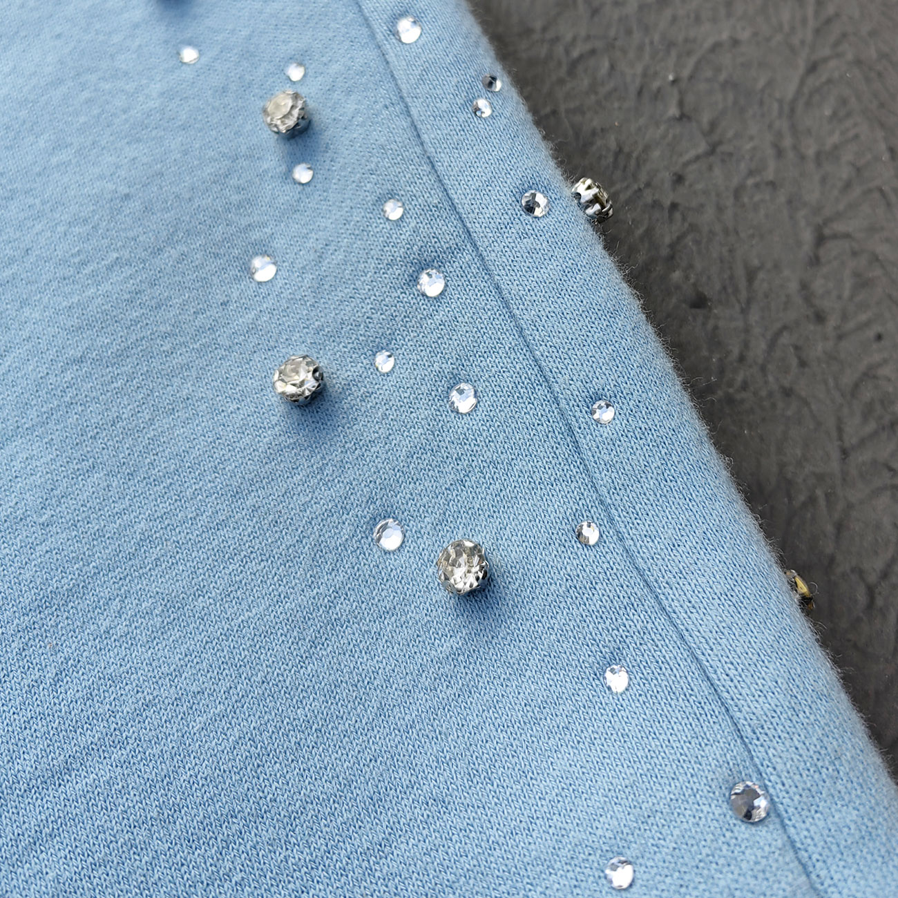 Light Blue Rhinestone Chain Tracksuit - Y2K Gradient Wash Matching Set