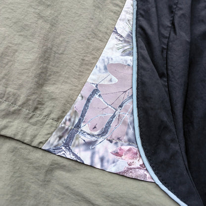 Color Block Windbreaker - Black Olive White Camo Stand Collar Eyelet HDK Logo Y2K Streetwear