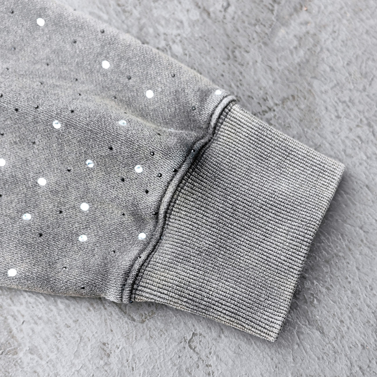 Holy Glory Rhinestone Hoodie - Dark Gray Acid Wash Grim Reaper Wolf Print Studded Y2K Streetwear
