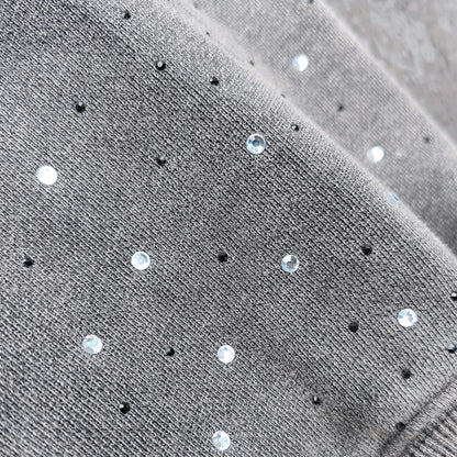 Holy Glory Rhinestone Hoodie - Dark Gray Acid Wash Grim Reaper Wolf Print Studded Y2K Streetwear
