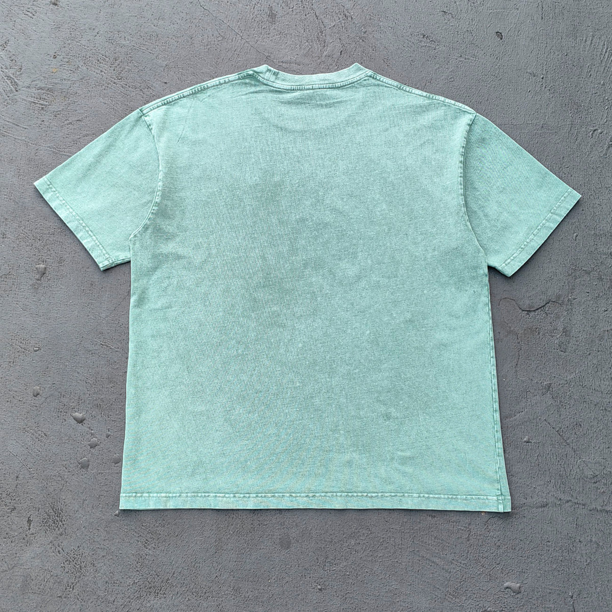 HUILI HDK Graphic Tee - Mint Green Acid Wash Vintage Collage Portrait Print Y2K Streetwear
