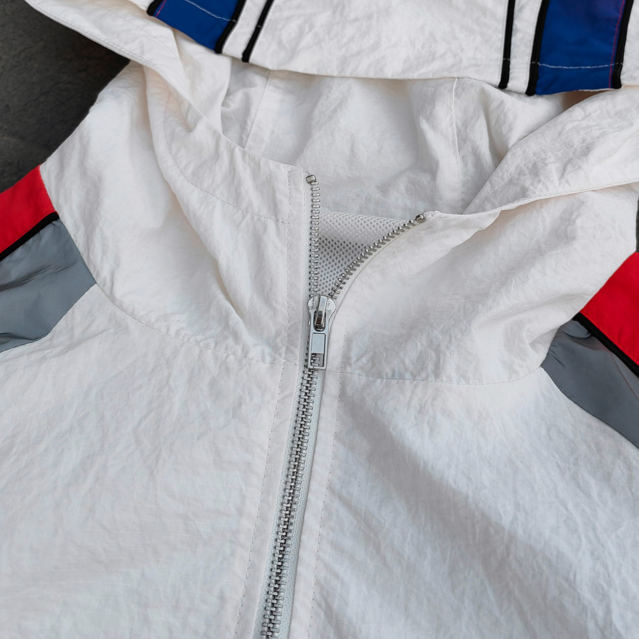 White Green Blue Gradient Flame Tracksuit - Y2K Hooded Windbreaker Matching Set