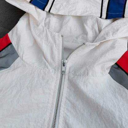 White Green Blue Gradient Flame Tracksuit - Y2K Hooded Windbreaker Matching Set