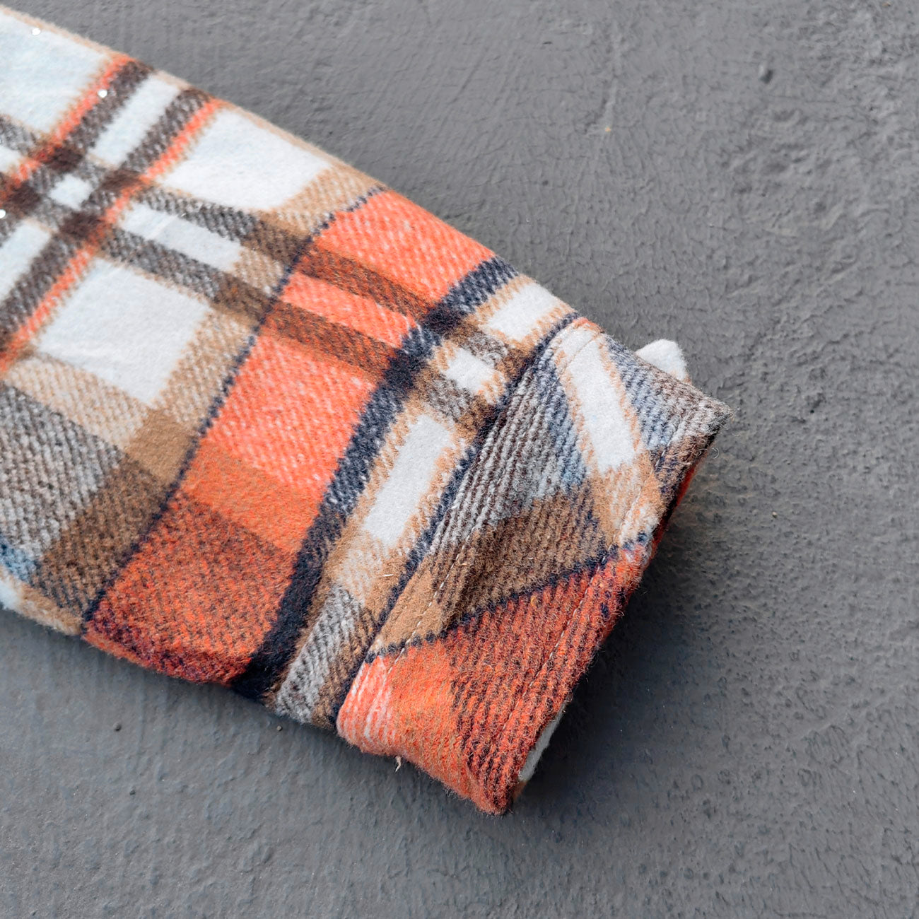 Rhinestone Plaid Jacket - Corduroy Collar Orange Zip Up Y2K Utility Streetwear
