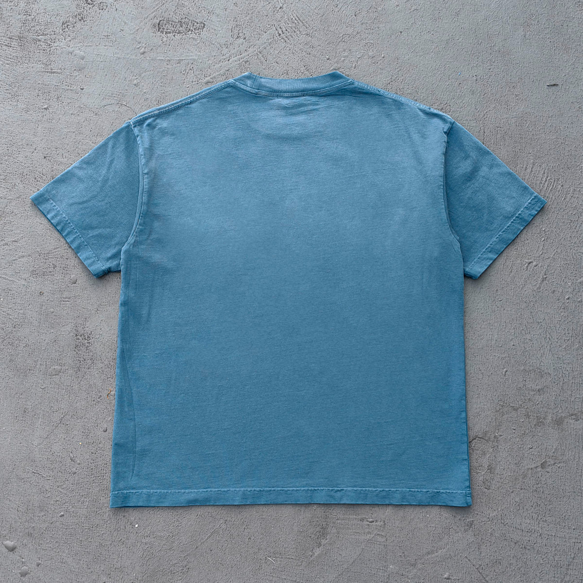 Holy Glory Graphic Tee - Slate Blue Acid Wash Skeleton Knight Lightning Distressed Ripped Y2K Streetwear
