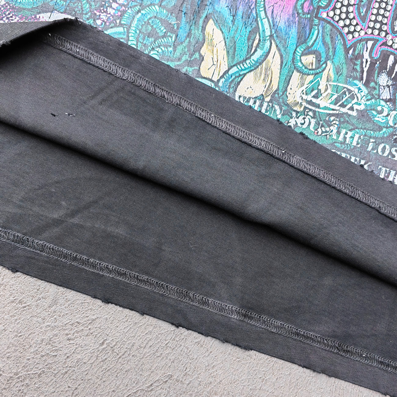 Y2K Dark Graphic Tee - Black Acid Wash Holy Glory Skull Print Ripped Oversized Gothic Streetwear
