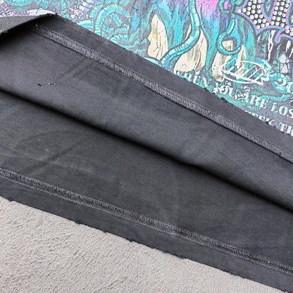 Y2K Dark Graphic Tee - Black Acid Wash Holy Glory Skull Print Ripped Oversized Gothic Streetwear