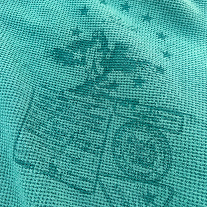 Reversible Zip Up Hoodie - Mint Green Waffle Knit Distressed Y2K Streetwear