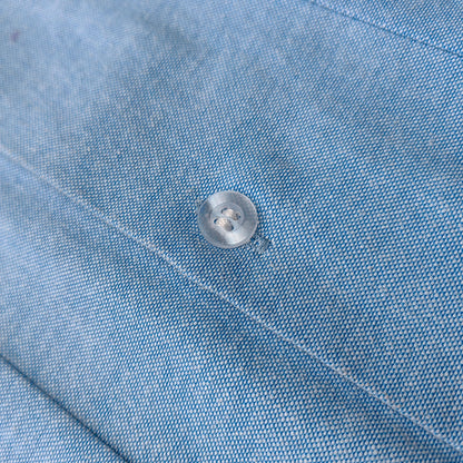 Light Blue Chambray Shirt - HDK Embroidered Half Zip / Camp Collar Y2K Streetwear