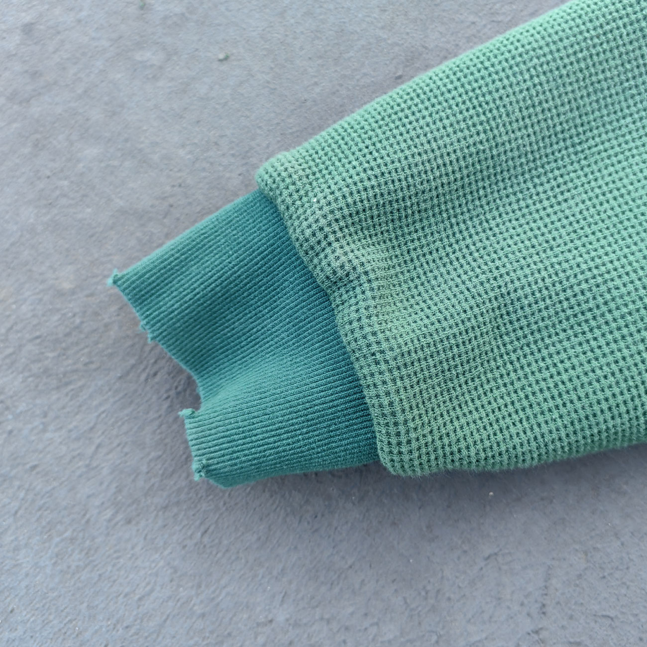 Reversible Zip Up Hoodie - Mint Green Waffle Knit Distressed Y2K Streetwear