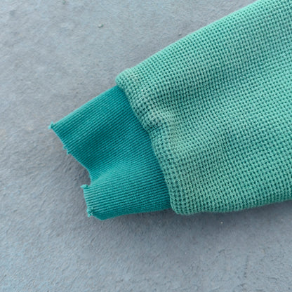 Reversible Zip Up Hoodie - Mint Green Waffle Knit Distressed Y2K Streetwear