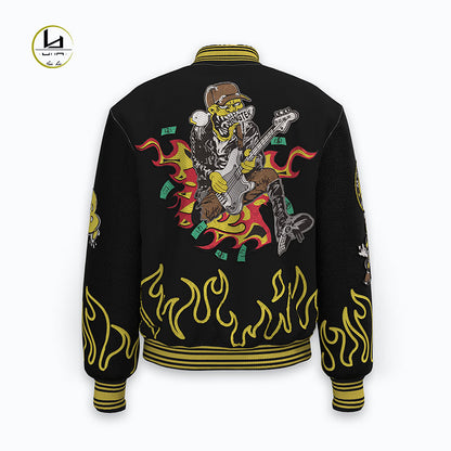 FACTORY high quality streetwear custom embroidered leather letterman jacket men