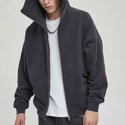 Huili Hersteller neuer maskierter dunkler 360g plus Fleece verdickter Anzug Reißverschluss Hoodie Männer