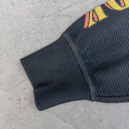 FEARLESS Panther Zip Hoodie - Studded Fake Two-Piece Black Wash Y2K Streetwear