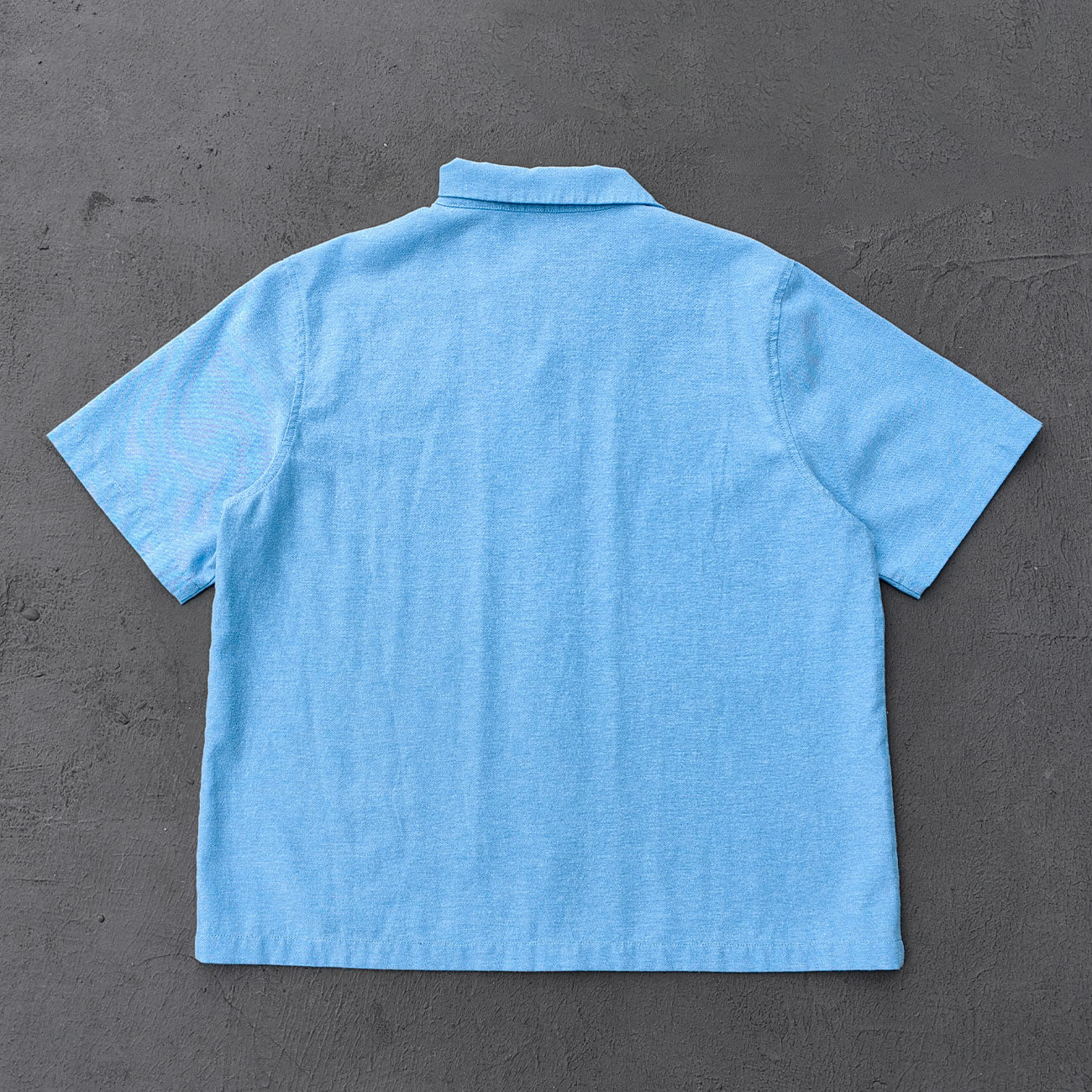Light Blue Chambray Shirt - HDK Embroidered Half Zip / Camp Collar Y2K Streetwear