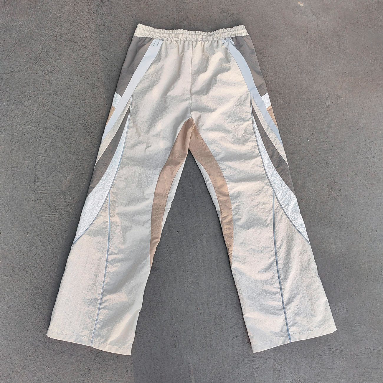 Color Block Track Pants - Multi Panel Geometric Y2K Baggy Windbreaker Streetwear