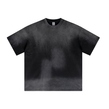 100% cotton round neck acid wash short-sleeved American street oversized gradient T-shirt