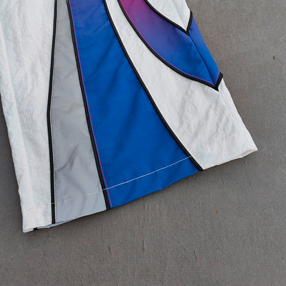 White Green Blue Gradient Flame Tracksuit - Y2K Hooded Windbreaker Matching Set