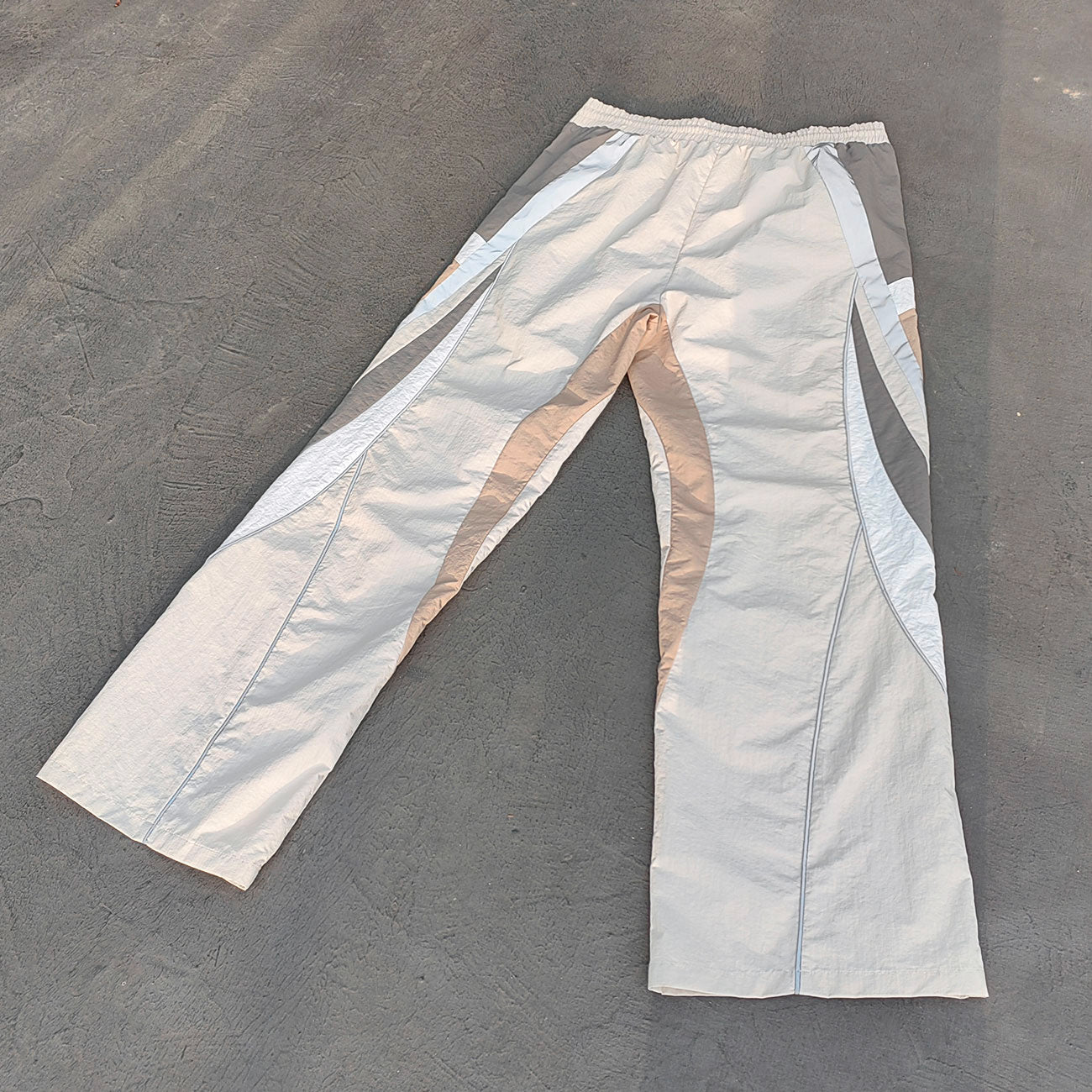 Color Block Track Pants - Multi Panel Geometric Y2K Baggy Windbreaker Streetwear