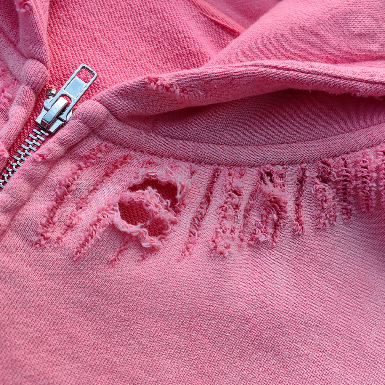 Flame Print Zip Up Hoodie - Distressed Ripped Acid Wash Y2K Streetwear