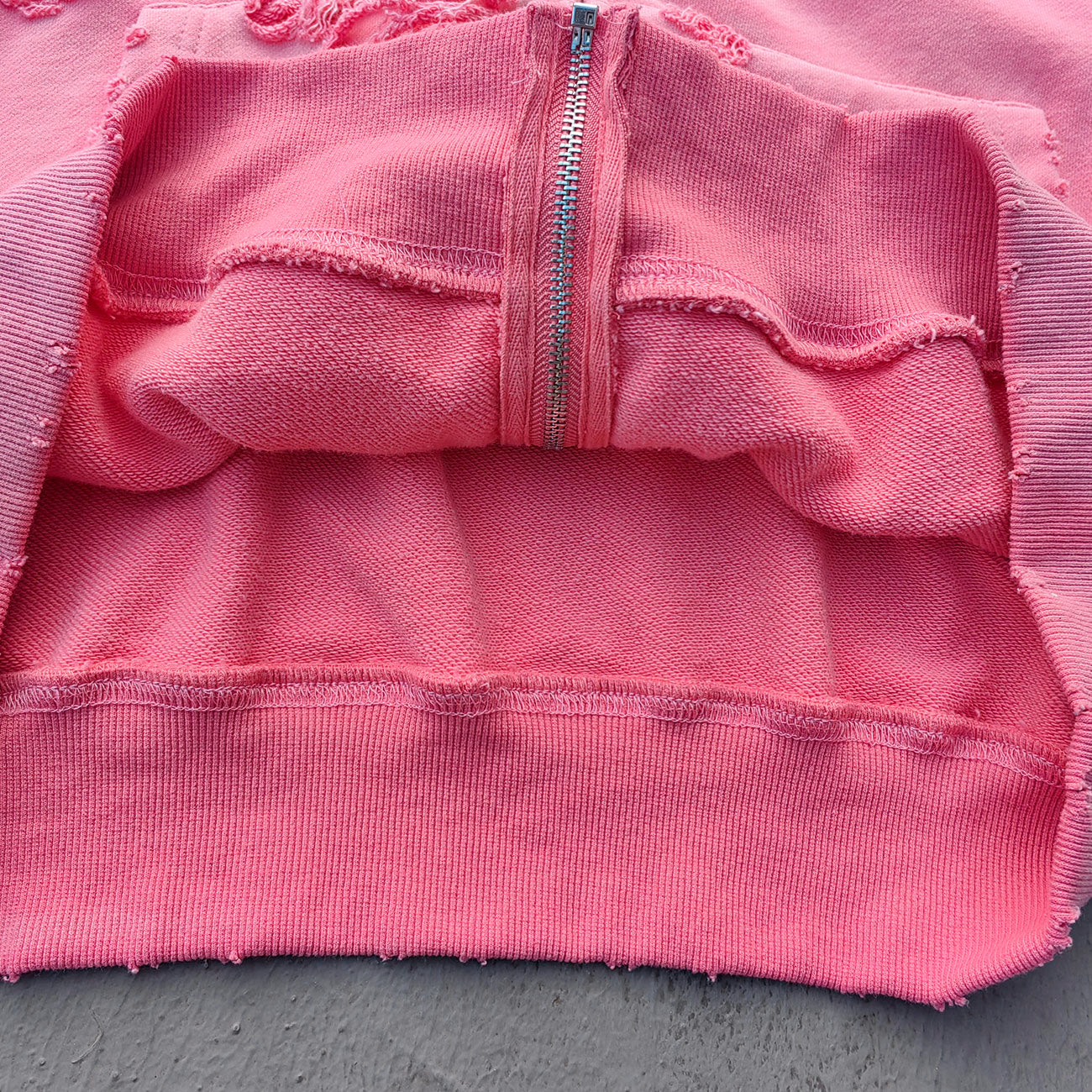 Flame Print Zip Up Hoodie - Distressed Ripped Acid Wash Y2K Streetwear
