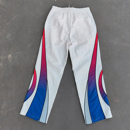 White Green Blue Gradient Flame Tracksuit - Y2K Hooded Windbreaker Matching Set